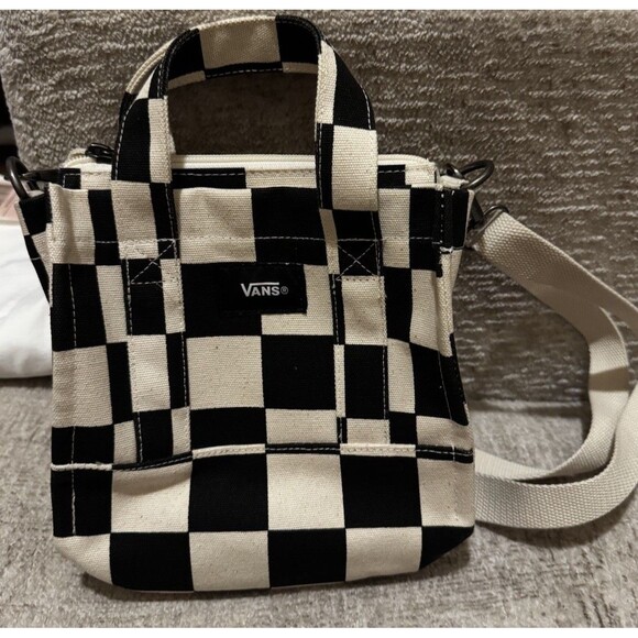 Vans Handbags - VANS Checkerboard Canvas Tote Crossbody Shoulder Black White Authentic Lil Pergs